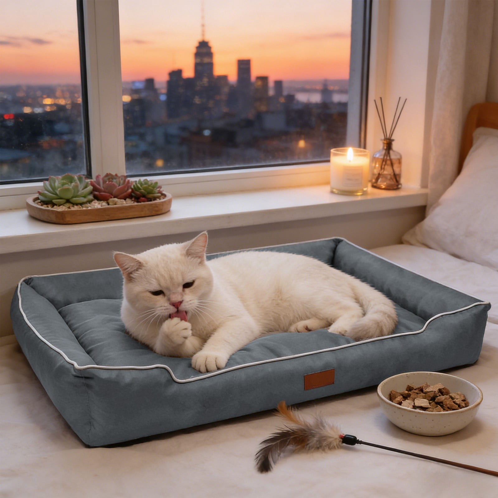 Aooww Waterproof Antiskid Lint Rectangle Dog Bed Soft Comfortable Pet Mat House for Small Dogs and Cats Under 27.55lb Indoor Outdoor Cozy Rest Mat,New Year Home Essentials,S