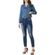 thumbnail image 2 of CHAQUETA DE DENIM MOTERA ASIMÉTRICA CON SOLAPA Y MANGAS LARGAS PARA MUJERES INSPIRADAS EN CHIC S AZUL, 2 of 6