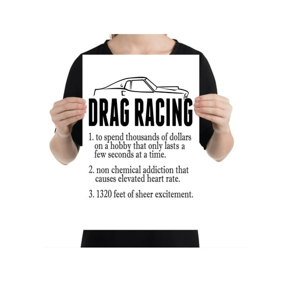 Drag Racing Definition Poster - Wall Decor for Garage Gift