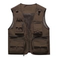 thumbnail image 2 of WIZUTIZ Men's Lightweight Multi-Pocket Vest - Solid Color Breathable Waistcoat for Fishing, Hiking Casual Wear, 2 of 5