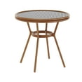 thumbnail image 2 of Emma + Oliver Indoor/Outdoor Bistro Style 31.5 in. Table with Black & White PE Rattan, Glass Top, and Natural Bamboo Finished Metal Frame, 2 of 12