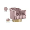 thumbnail image 2 of Meridian Furniture Farrah Pink Velvet Swivel Accent Chair, 2 of 5