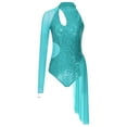 thumbnail image 4 of Alvivi Womens Glitter Figure Ice Skating Dress Long Sleeve Sheer Mesh Ballet Dance Lyrical Leotard Mint Green L, 4 of 7