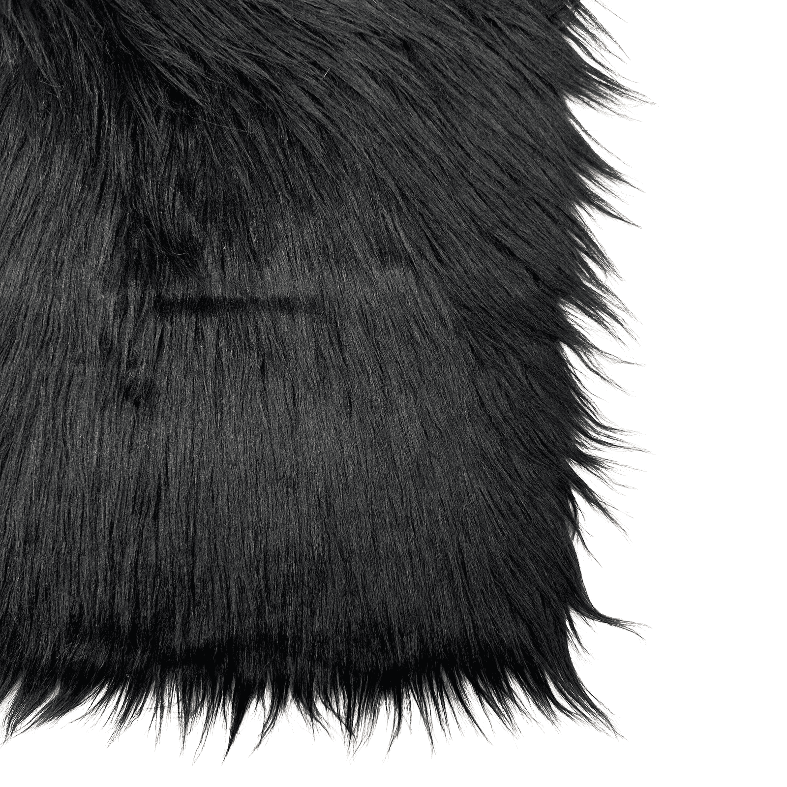 Ice Fabrics Faux Fur Fabric Squares - 20x20 Inches Pre-Cut Craft Fur Fabric - Shaggy Mohair Fabric for Costumes, Apparel, Rugs, Pillows, Decorations and More - Black Fur Fabric