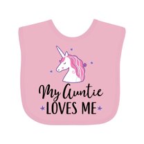 Inktastic My Auntie Loves Me Unicorn Girls Baby Bib