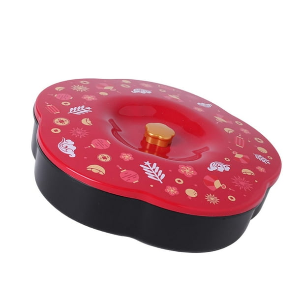 Bandeja para servir dividida con tapa, bandejas para aperitivos, bandejas para comida, recipientes para servir rojo negro