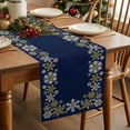 thumbnail image 2 of Christmas Table Runner Snowflake Blue Christmas Table Decorations for Home Dinner Kitchen Retro Dresser Runners Seasonal Winter Xmas Holiday Party Decor 90 Inches, 2 of 8