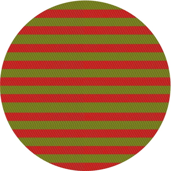 Ahgly Company Indoor Round Patterned Olive Green Area Rugs, 3' Round