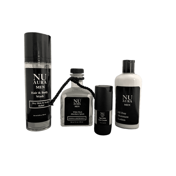 Nu Aura Skincare Men's 4 Piece Skincare Collection - White Musk