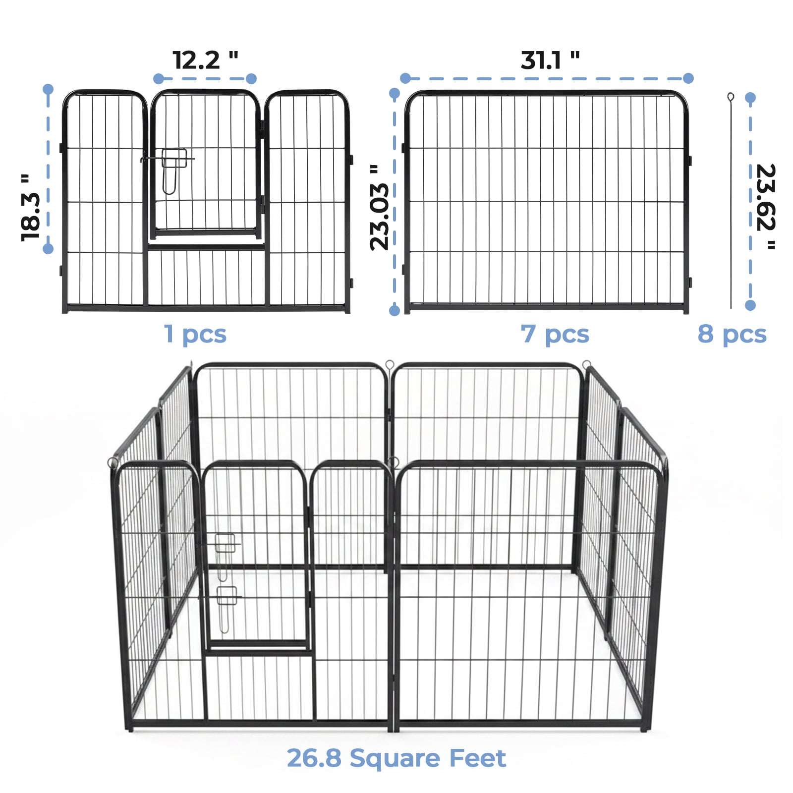 Alvantor Secure Metal Dog Playpen with Portability for Indoor and Outdoor Use