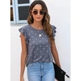 thumbnail image 3 of CALIPESSA Womens Summer Polka Dot Short Sleeve Tunic Tops Loose Fit Casual Round Neck T-Shirt, 3 of 5