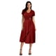 thumbnail image 5 of Vestido de fiesta midi ajustado con cintura asimétrica y escote en V y manga corta para mujer de talla grande, 5 of 5