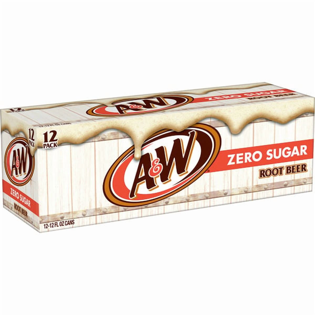 A&W Root Beer and A&W Root Beer Zero Sugar, Variety Pack, 12 fl oz Cans, 24 Count