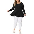 thumbnail image 2 of Agnes Orinda Women' s Plus Size Blouses Half Zip Up Long Sleeve Ruffle Shirts Solid Tops 2X Black, 2 of 6