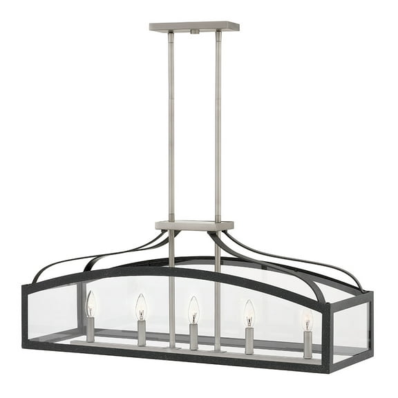 5 Light Linear Chandelier In Traditional Style 36 Inches Wide By 15 Inches High-Aged Zinc Finish Hinkley Lighting 3416Dz