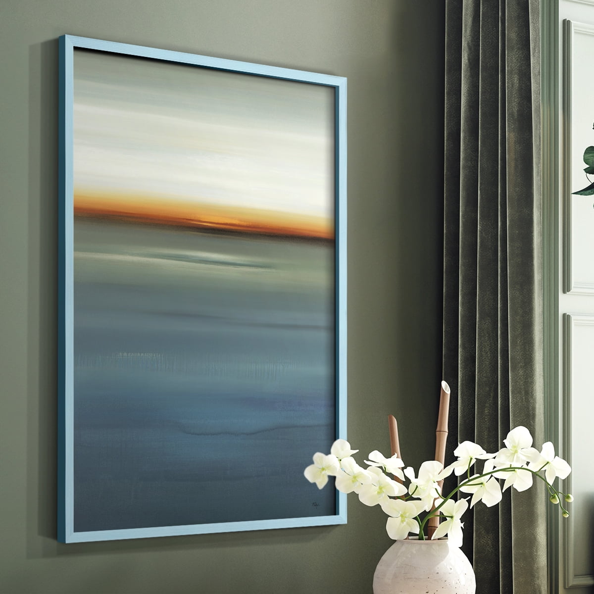 Beside the Blue I Framed Print in Blue Solid Wood Framed Print No Nail Hanging