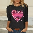 thumbnail image 4 of Cadancy Valentine's Shirts for Women 3/4 Sleeve Heart Print Vintage Tunic Tops Crewneck Loose Casual Cute Tees Fashion Valentines Day Outfits, 4 of 6