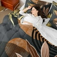 thumbnail image 4 of Manfei Black Gold Pink Bedding Comforter Set 7-Piece, Aesthetic Geometric Full Bedding Set, Nature Minimalist Fitted Sheet Flat Sheet, Microfiber Bedroom Decor, 4 of 8