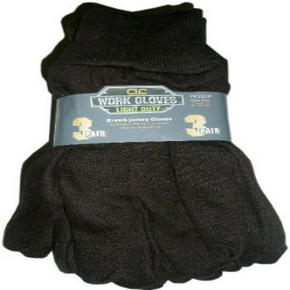 Custom LeathercraftPK2008 Brown Jersey Gloves, 100% Cotton, One Size, 3 Pack