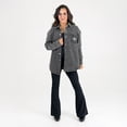 thumbnail image 4 of Women's Gameday Couture Black Miami Dolphins Oversized Style's the Limit Micro-Rhinestone Stripe Washed Denim Button Up, 4 of 4