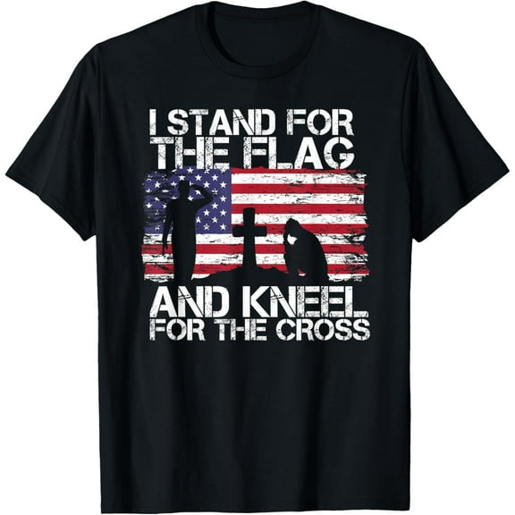 I Stand For The Flag And Kneel For The Cross US Flag Mens T-Shirt