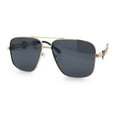 thumbnail image 3 of Mens Mogul Mobster Rectangle Metal Rim Double Bridge Luxury Sunglasses Gold - Black, 3 of 6