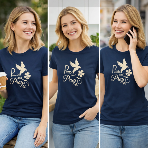 Religious Faith Christian Apparel Tshirt, Motivational Prayer Quote, Christian Faith Gift (Navy, S)