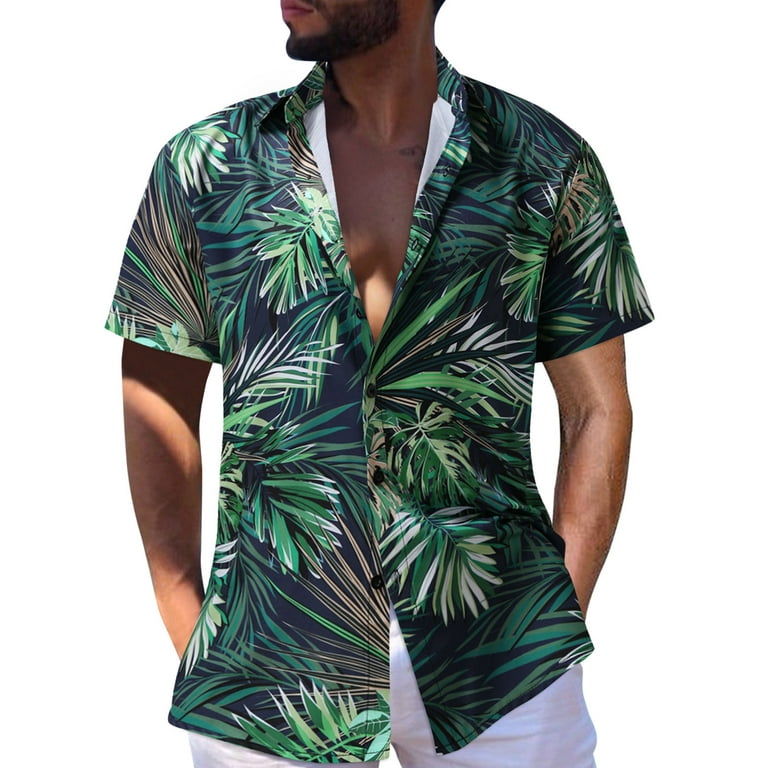 Eashery Hawaiian Shirt Sun Protection Soild Anti-Static Waterproof  Breathable Fast Dry SPF Hiking Fishing Short Sleeve Shirts Green X-Large 