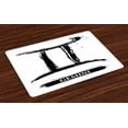 thumbnail image 1 of Ambesonne Zodiac Gemini Place Mats Set of 4, Grunge Brush Art, Standard Size, Black and White, 1 of 4