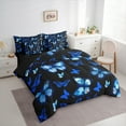 thumbnail image 4 of Manfei Dreamy Neon Butterfly 7-Piece Twin Bedding Sets, Kawaii Black Blue Animal Bedding Comforter Set, Teens Girls Kids Female Reversible Sheet Sets, Luxury Bedroom Decor, 4 of 8