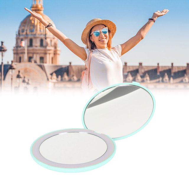 Double Sided Mirror, 1X 10X Magnification LED Makeup Mirror Sunlight Simulation for Home Travel Use Pink,Green,Black,White