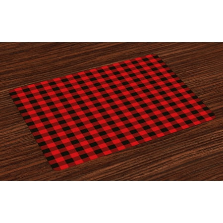 Plaid Placemats Set Of 4 Lumberjack Fashion Buffalo Style Checks