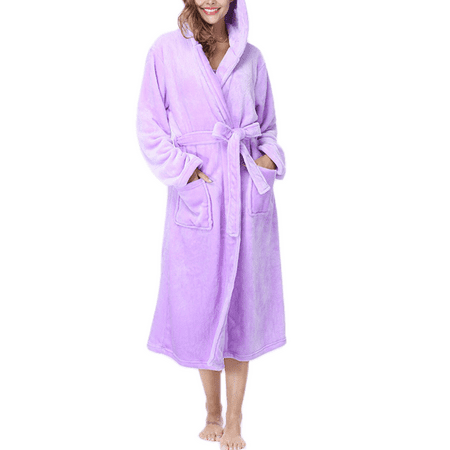 

Pybcvrrd Ladies Bathrobe Ultra Soft Fleece Bathrobe Sauna Bathrobe with Hood Bathrobes Warm Winter