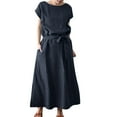thumbnail image 1 of B91xZ Robes Maxi à Manches Courtes pour Femmes Robe Tunique à Manches Courtes Robes d'Été Décontractées Robe Courte Ample, Bleu TTG, 1 of 4