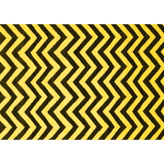 Ahgly Company Indoor Rectangle Abstract Yellow Contemporary Area Rugs, 5' x 7'