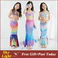 thumbnail image 2 of 8 Colores Cola De Sirena Traje De Natación Para Bebé Niña Vestido De Princesa Niños Baño Bikini Conjunto Niñas Trajes Disfraz De Halloween Pez Completo, 2 of 4