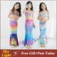thumbnail image 2 of 8 Colores Cola De Sirena Traje De Natación Para Bebé Niña Vestido De Princesa Niños Baño Bikini Conjunto Niñas Trajes Disfraz De Halloween Pez Completo, 2 of 4