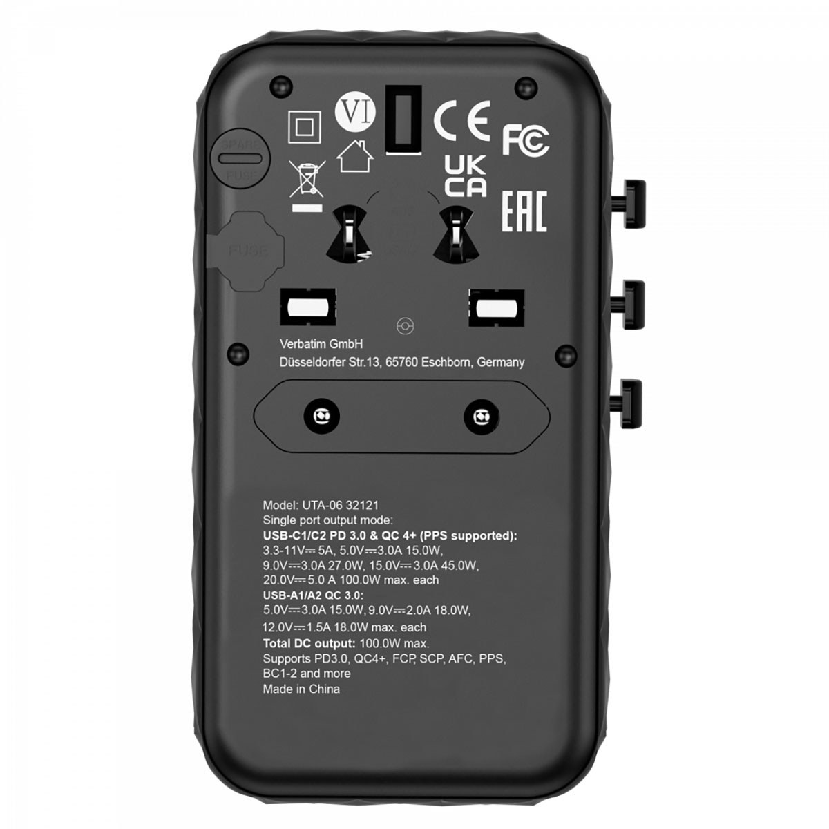 UTA-06 Gan III 2-USB-A/2-USB-C/Quick Charge 4plus Universal Travel Adapter