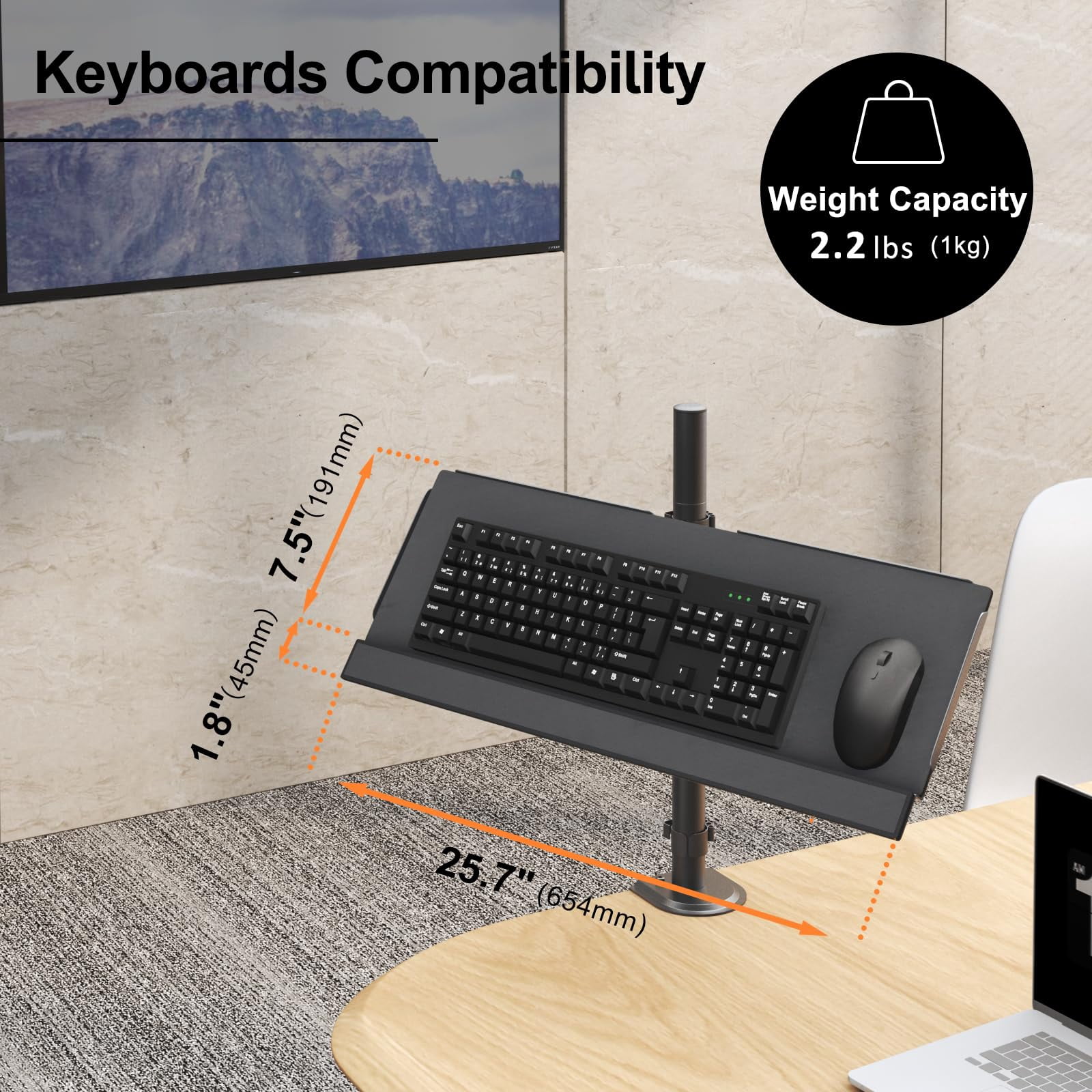 PUTORSEN Keyboard Tray for Pole Mounting
