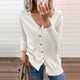thumbnail image 3 of Cárdigan de punto con botones de una sola fila, cuello en V, puños acanalados, mangas largas, suéter holgado y cómodo de Color puro para mujer, blanco XXL, 3 of 6