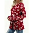 thumbnail image 4 of HAiming Chemise de Noël Imprimée pour Femmes Manches Longues Col Rond Chandail Automne Hiver Vêtements Tendance, 4 of 7