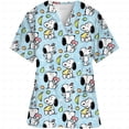 thumbnail image 4 of Uniforme de enfermería de dibujos animados, camisetas con estampado de Snoopy, uniforme de enfermera, moda para mujer, cuello en V, bolsillo, uniformes médicos, ropa de trabajo, 4 of 5