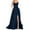 Navy, variant on Women's Satin Prom Dresses High Slit Backless Long Ball Gown Spaghetti Straps Formal Evening Dress for Wedding