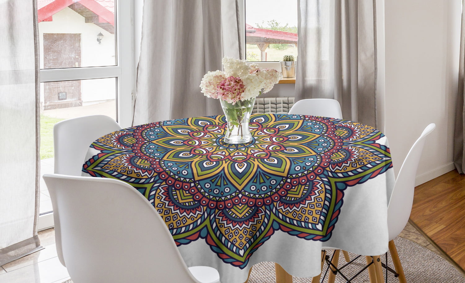 Ambesonne Ethnic Tablecloth Multicolor 52 X 70 Dining Room Kitchen Rectangular Table Cover Vibrant Vintage Framework Bohemian Curvy Ornate Borders Symmetric Cultural Colorful