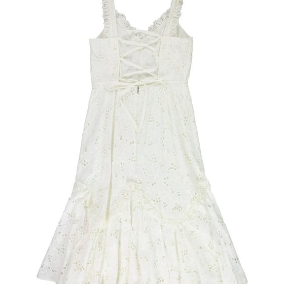 Rebecca Taylor Womens Eyelet Midi Dress, White, 6