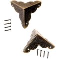 thumbnail image 4 of 5 Paquete de 12 esquinas de muebles de metal antiguo, esquinas de protección de bordes para cajas y muebles Estilo vintage Latón envejecido 40 clavos surtidos., 4 of 4