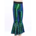 thumbnail image 3 of Doomiva Kids Girls Sequins Jazz Disco Dance Bell Bottoms Pants Sparkly Glitter 70s Flare Trousers Performance Dancewear Green 130, 3 of 7