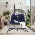 thumbnail image 5 of LEGAHOME 2-Person Wicker Egg Chair, Double Rattan Egg Chair with Stand and Removable Cushion, Outdoor Indoor Swing Hammock Chair Hanging Basket Chair for Patio Balcony Porch, Dark Blue, 5 of 7