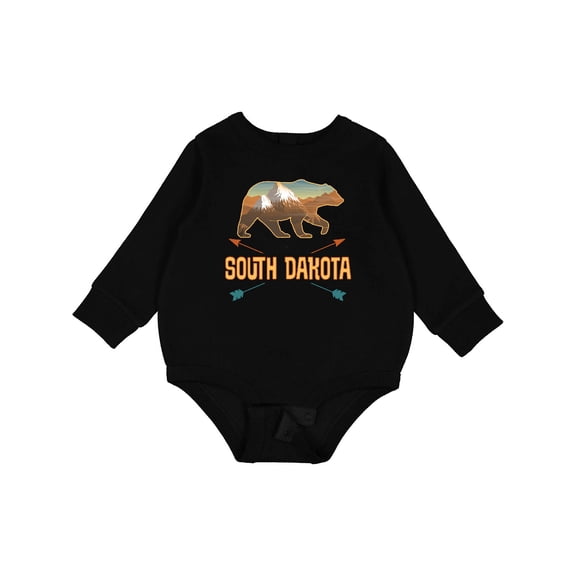 Inktastic South Dakota Vacation Bear Silhouette Baby Fleece Bodysuit