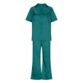 thumbnail image 4 of HaoXianJian Womens Pajamas s Silk Satin Pajamas Button Up Short Sleeve Pjs Loungewear Pjs with Pocket, 4 of 8